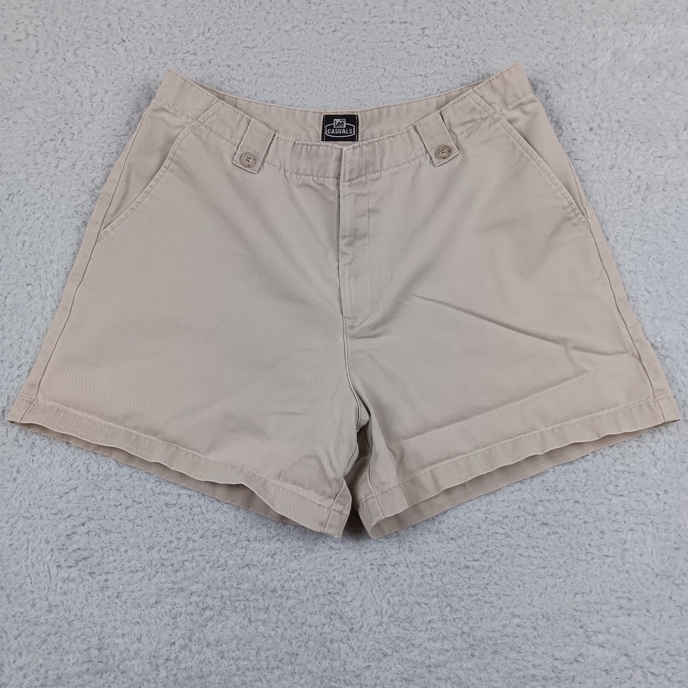 VTG Lee Casuals Chino Short Women 14PET Tan High Rise Elastic Back 497-8250
